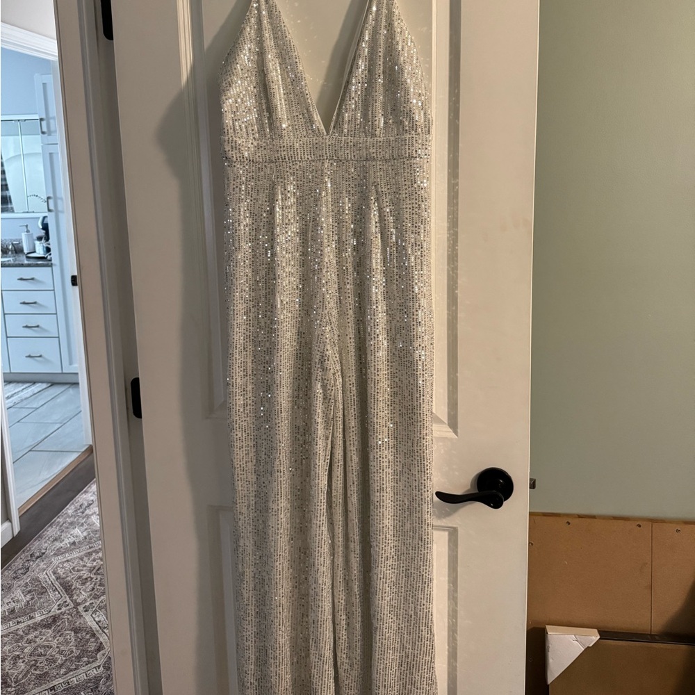 Silver sparkle sequin romper